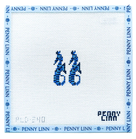 Penny Linn Blue Seahorses Needlepoint Canvas