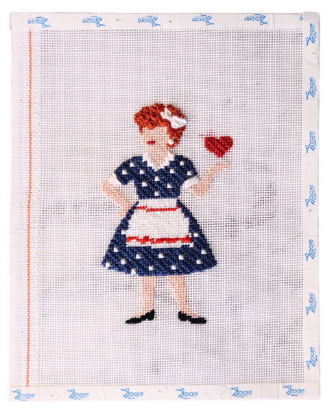 Moore Stitching Lucy needlepoint canvas stitched example