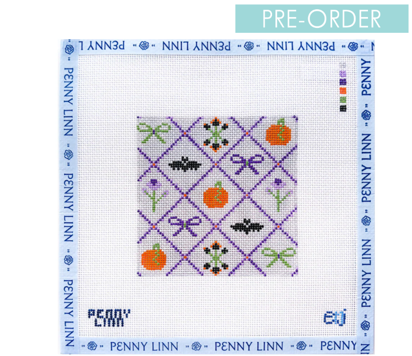Everyday Natalie Jane Spooky Bows Square needlepoint canvas 18 mesh 4x4