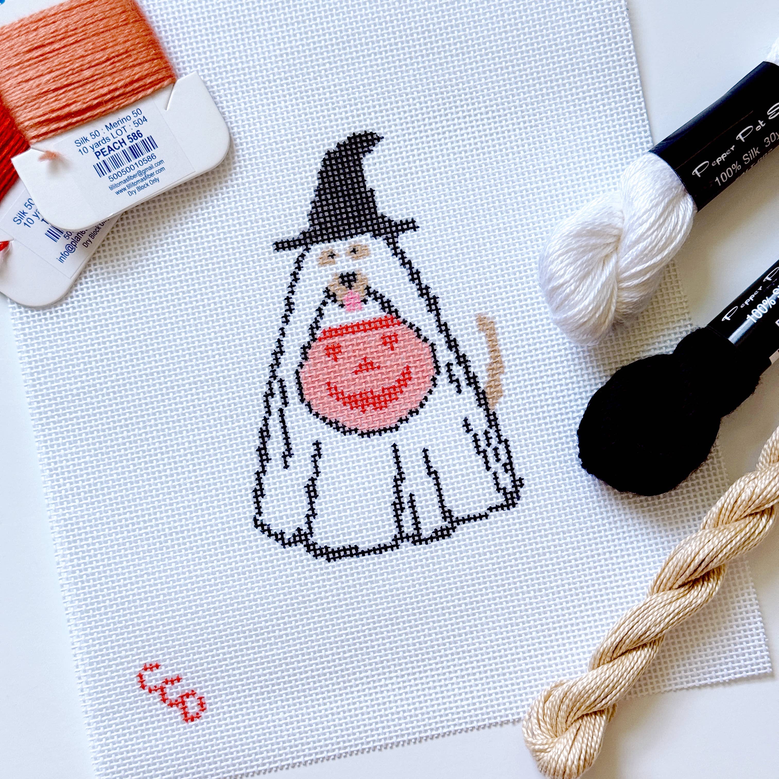 Halloween Needlepoint Canvas 18 Mesh 4" Design, Fall Needlep