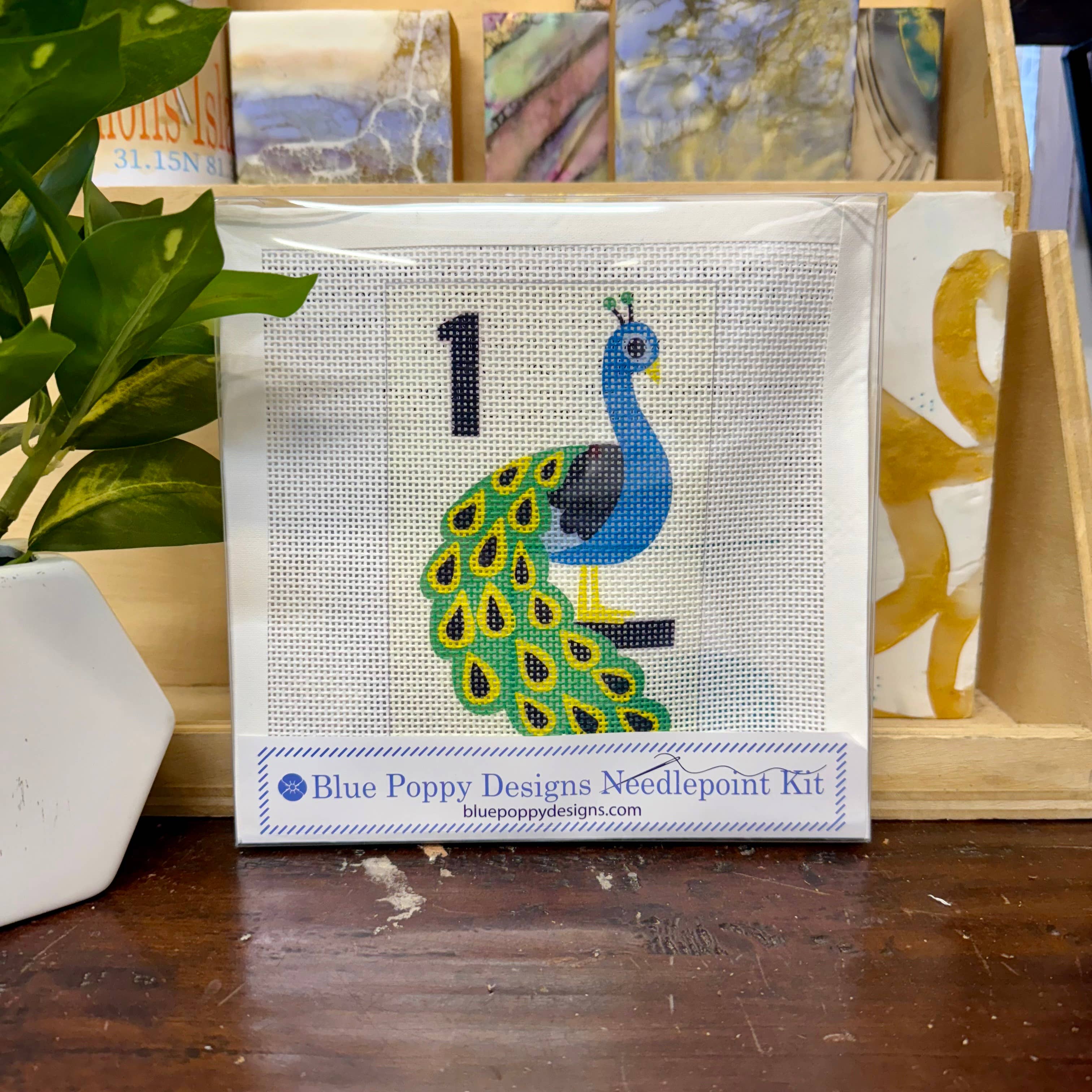 1 Bird Bamboo Mahjong Peacock Needlepoint Kit