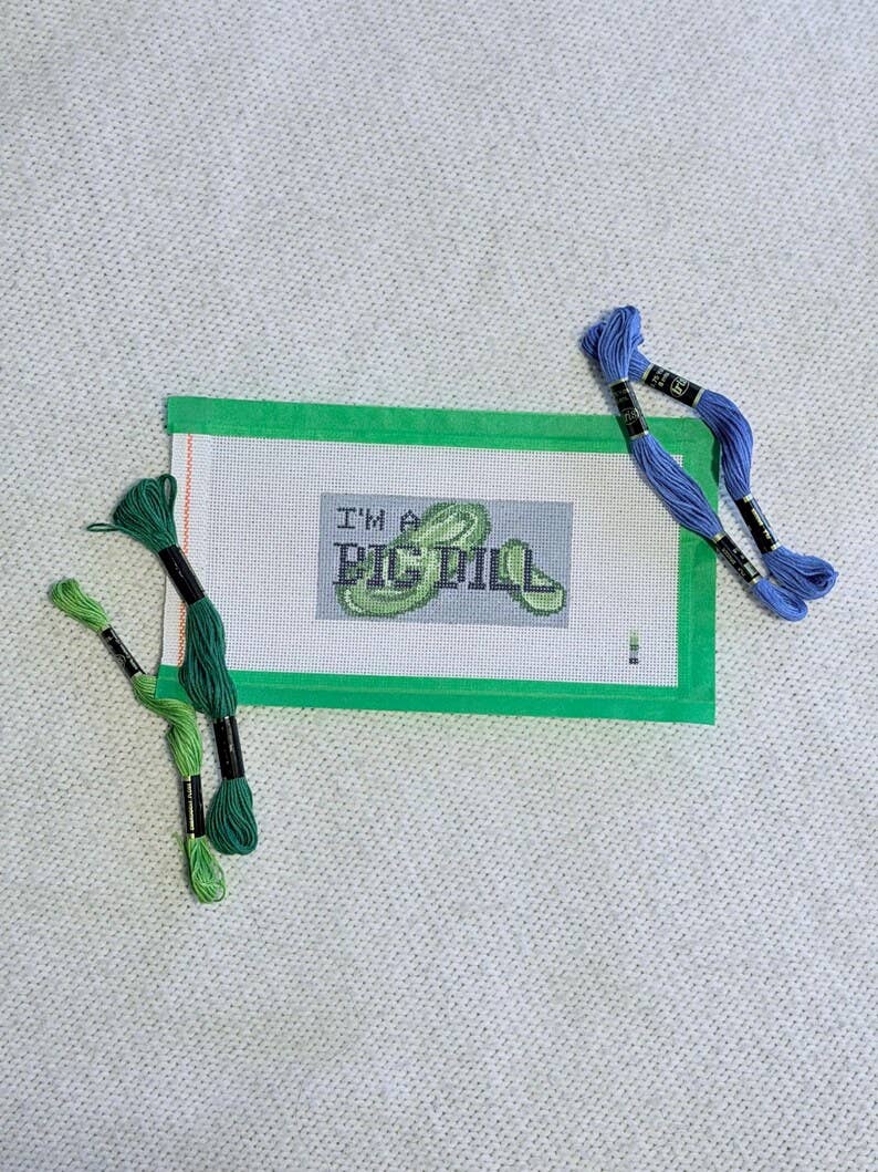 I’m A Big Dill Hand Painted Needlepoint Canvas // Pickle Lover Patch