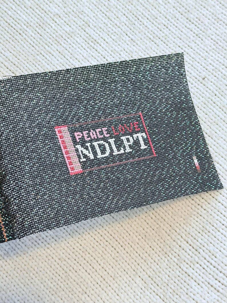Peace Love NDLPT Matchbox Needlepoint Canvas on Black Sparkle 18 mesh | HandPainted