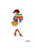 JV115 - Bookstore Girl Dark Needlepoint Canvas