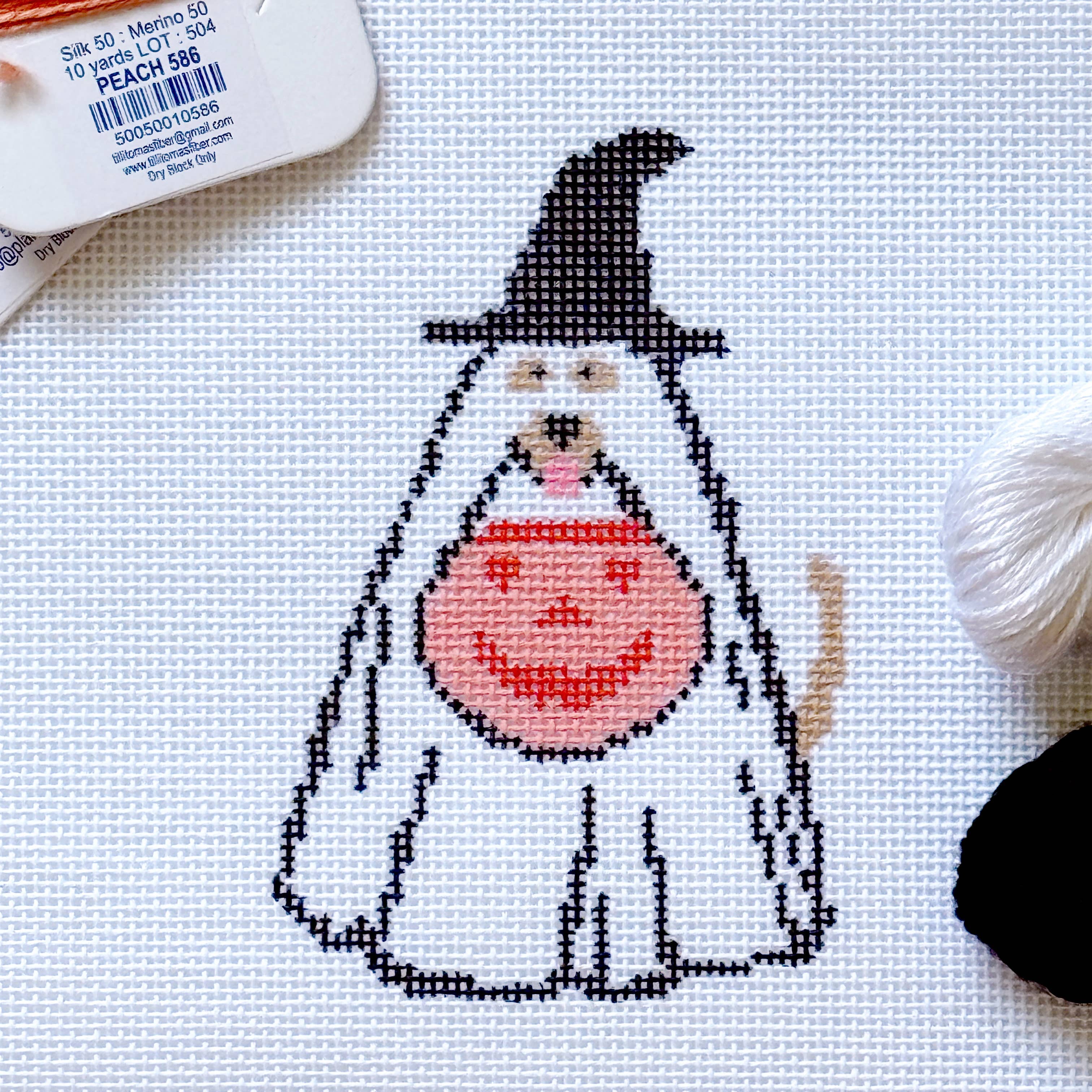 Halloween Needlepoint Canvas 18 Mesh 4" Design, Fall Needlep