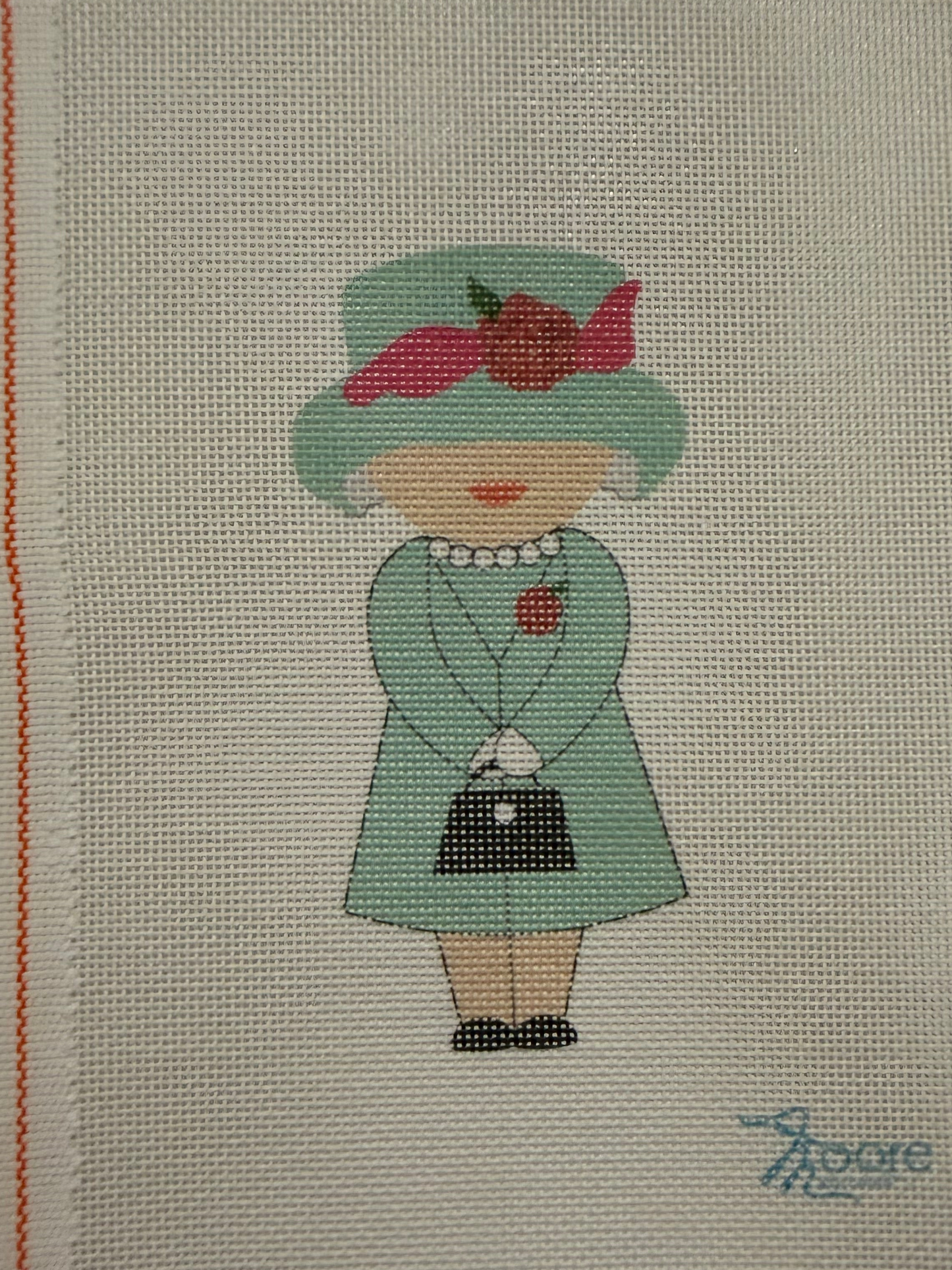 Elizabeth's Closet Needlepoint Canvas — Green Dress