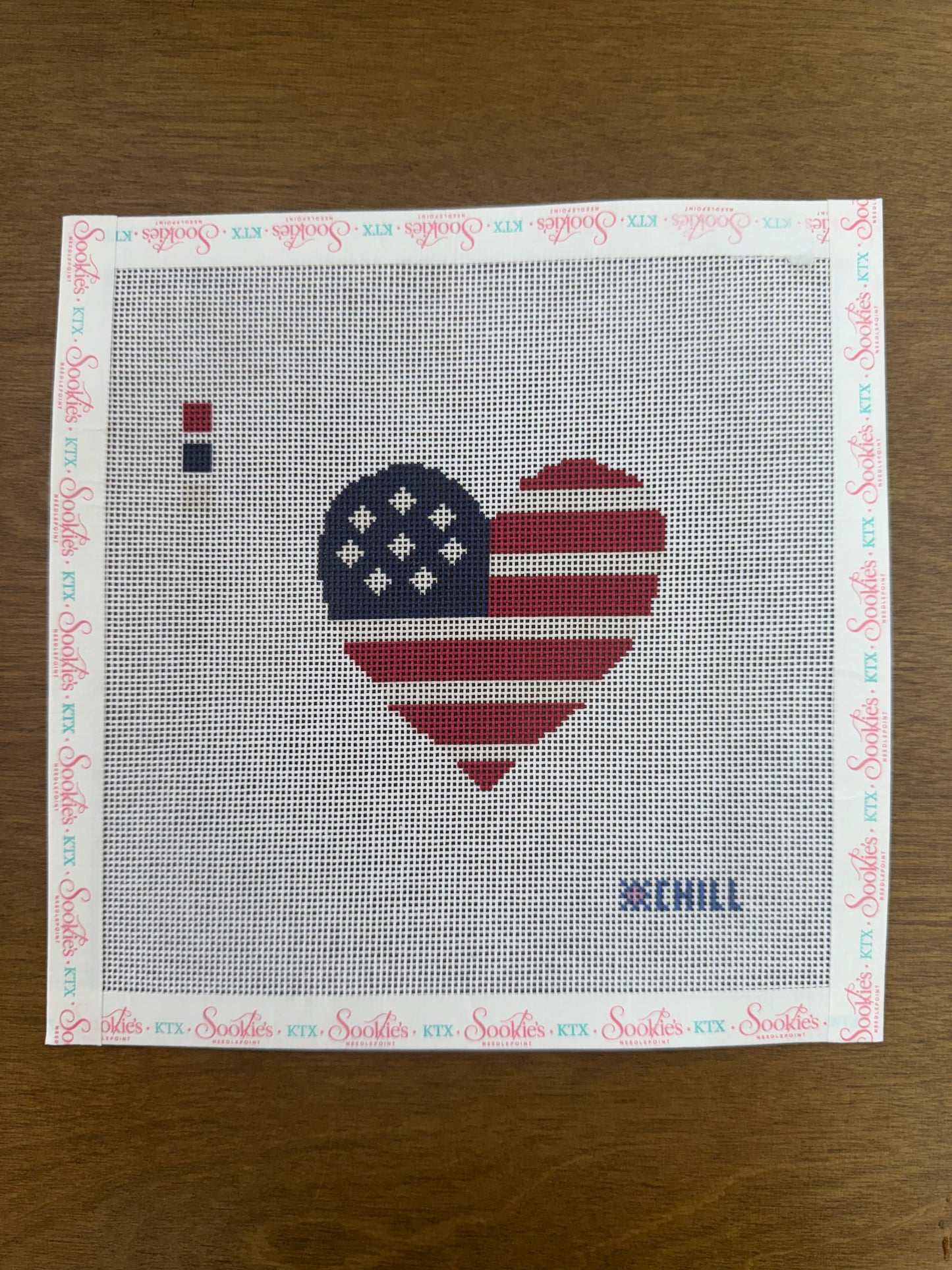 Patriotic Heart Flag Needlepoint Canvas