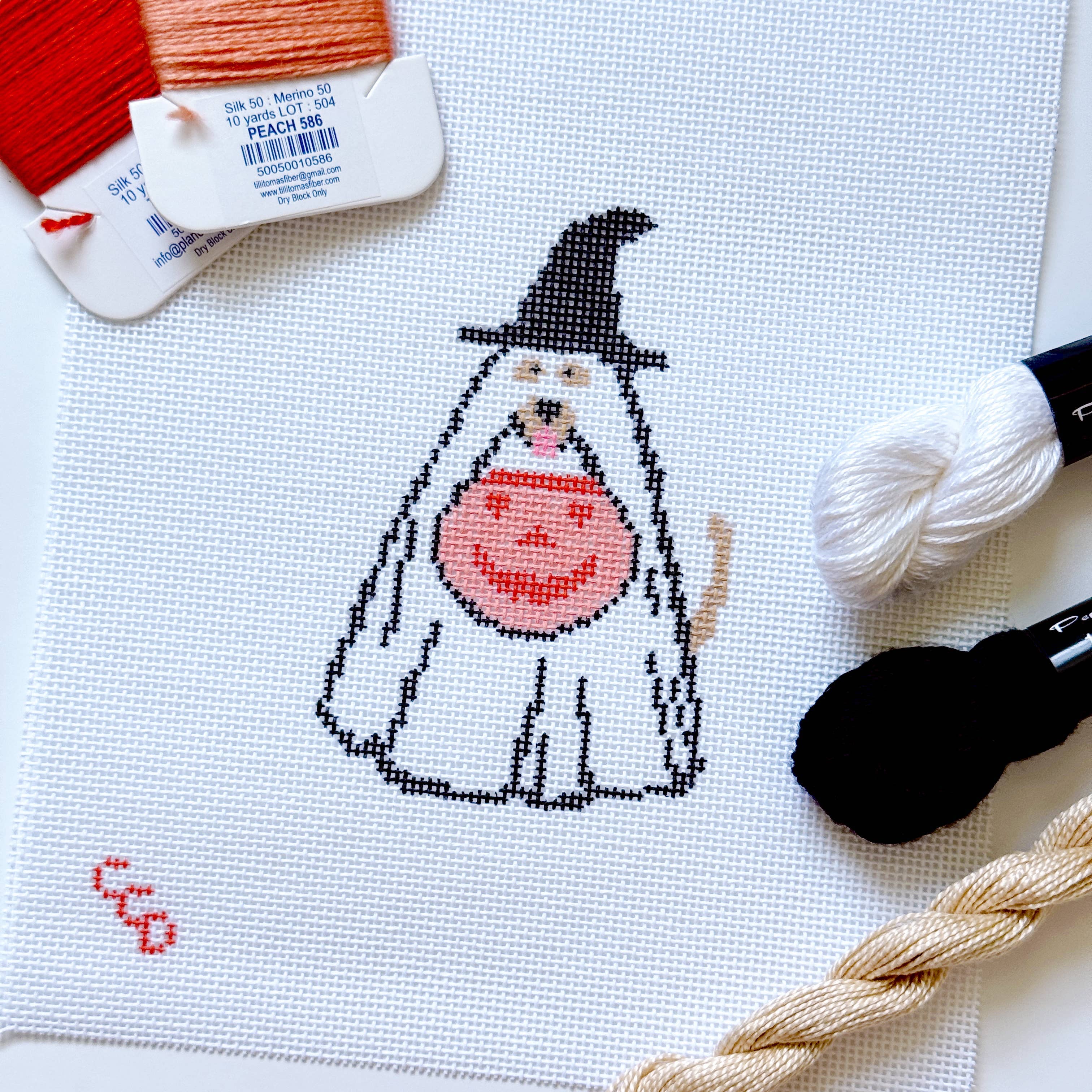 Halloween Needlepoint Canvas 18 Mesh 4" Design, Fall Needlep