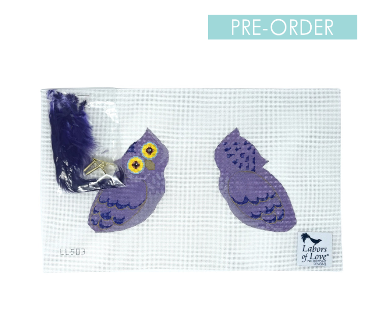 Labors of Love LL503 Halloween Owl needlepoint canvas 18 mesh 3.5x4.5 set of 2