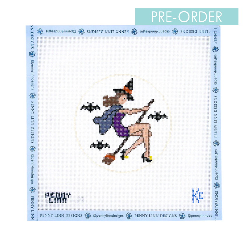 Kyra Cotter Design Vintage Halloween Vintage Witch needlepoint canvas 18 mesh 4x4