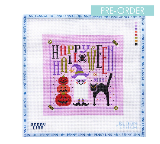 Bloom & Stitch Happy Halloween needlepoint canvas 13 mesh 8x8
