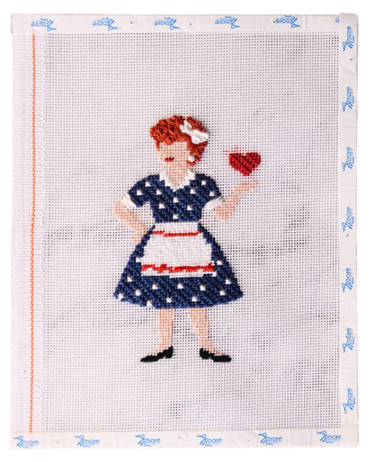 Moore Stitching Lucy needlepoint canvas stitched example